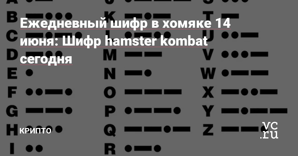 Ежедневный шифр хамстер комбат 14 июня